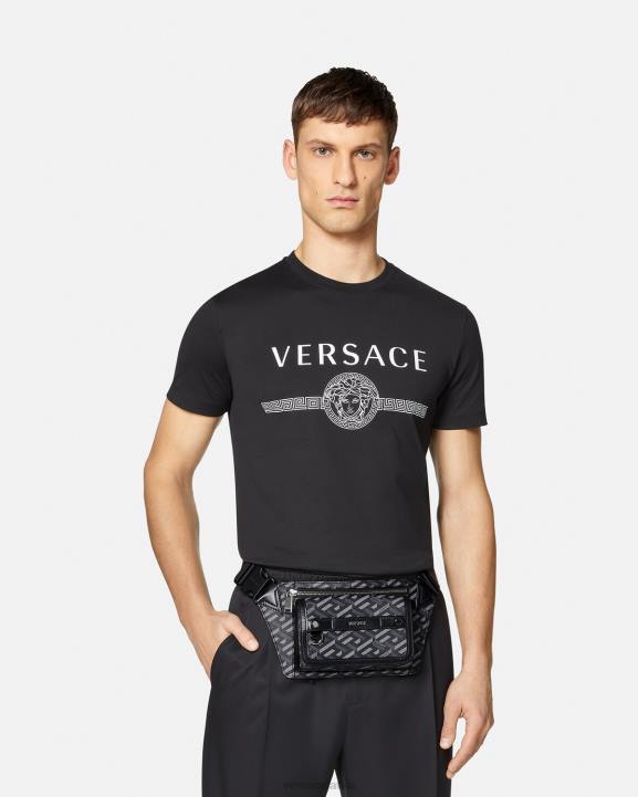 melns un pelēks somas Versace 806B1486 vīriešiem la greca paraksta jostas soma